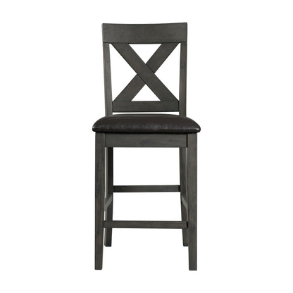 Alex Grey 60" 7 PC Counter Set (Grey Table with Black PU Seat)