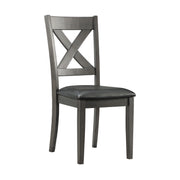 Alex Grey 60" 7 PC Dining Set (Grey Table with Black PU Seat)