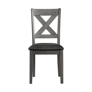 Alex Grey 60" 7 PC Dining Set (Grey Table with Black PU Seat)