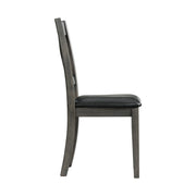 Alex Grey 60" 7 PC Dining Set (Grey Table with Black PU Seat)
