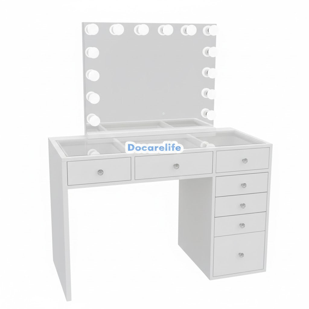 Kylie White Vanity with LED Mirror Kit