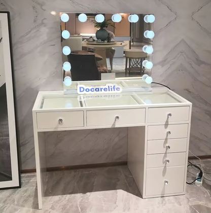 Kylie White Vanity with LED Mirror Kit