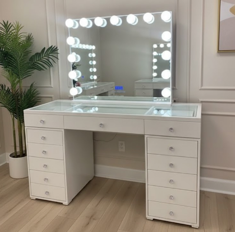 Sofia White Vanity with Mirror & LED