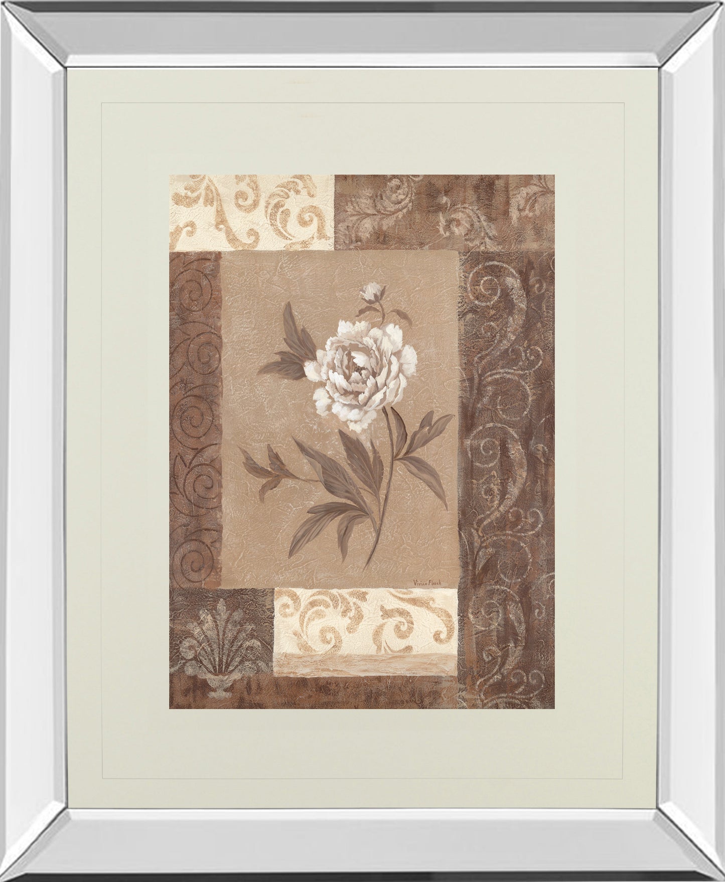 Mirrored Frame Single Peony By Vivian Flasch