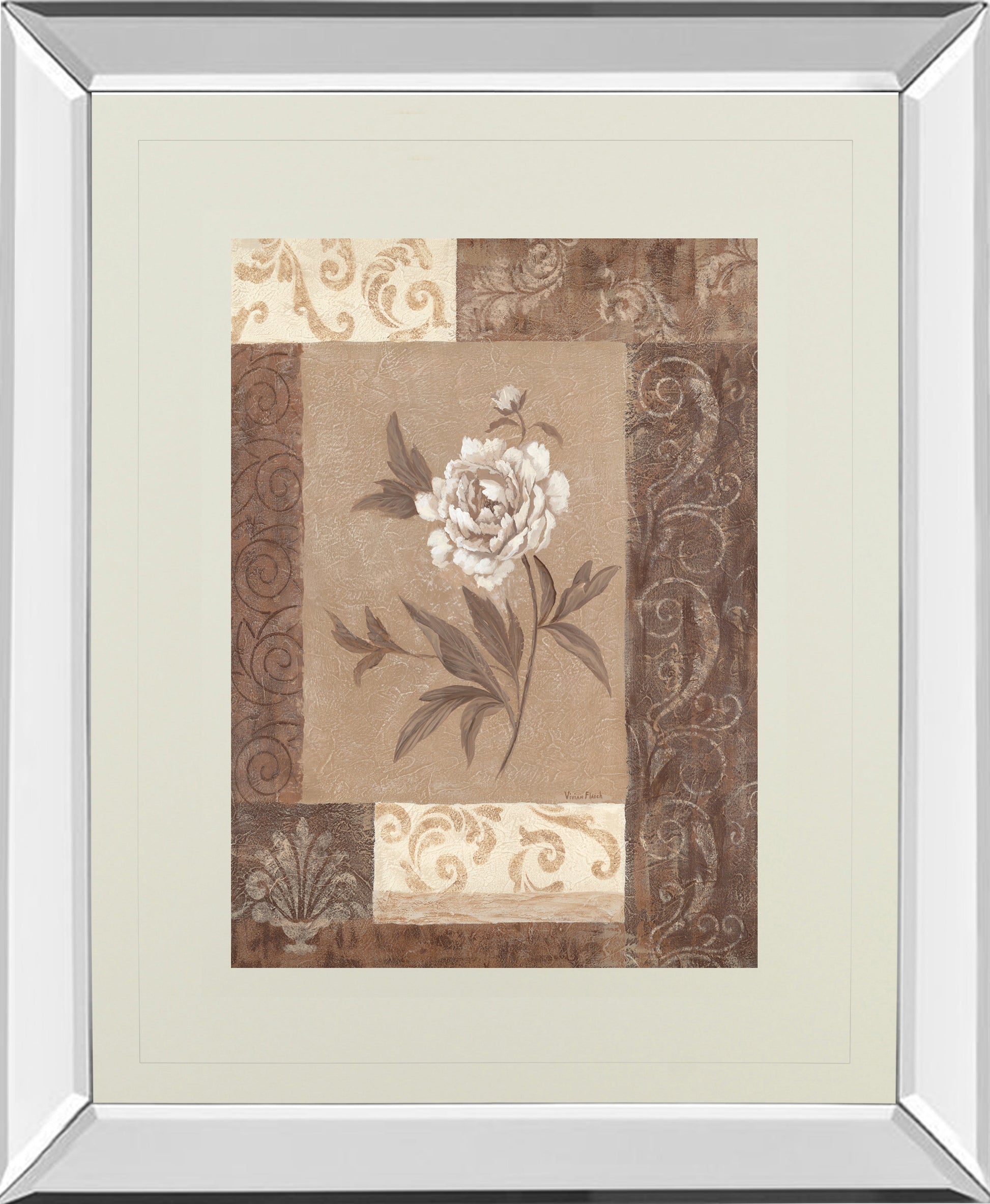 Mirrored Frame Single Peony By Vivian Flasch