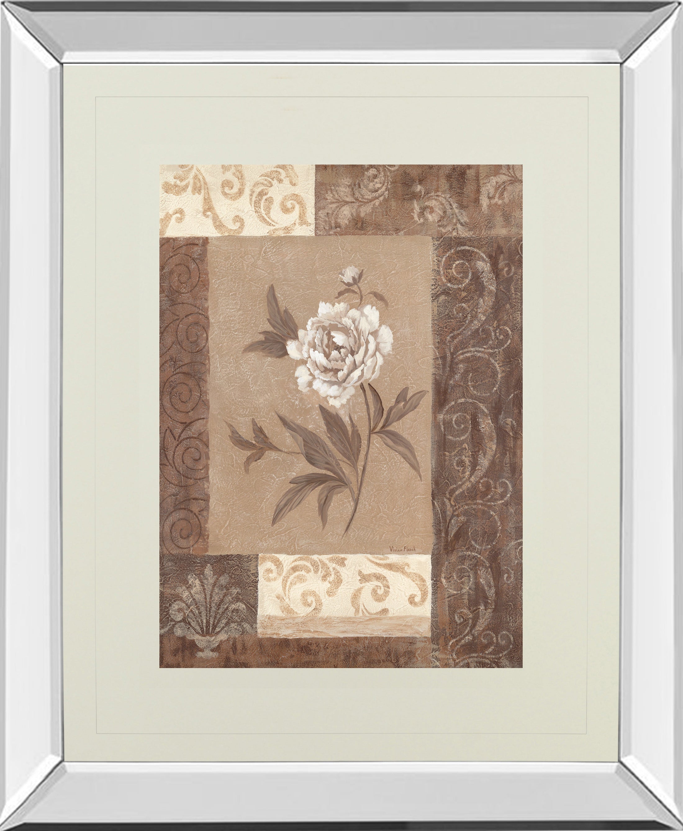 Mirrored Frame Single Peony By Vivian Flasch