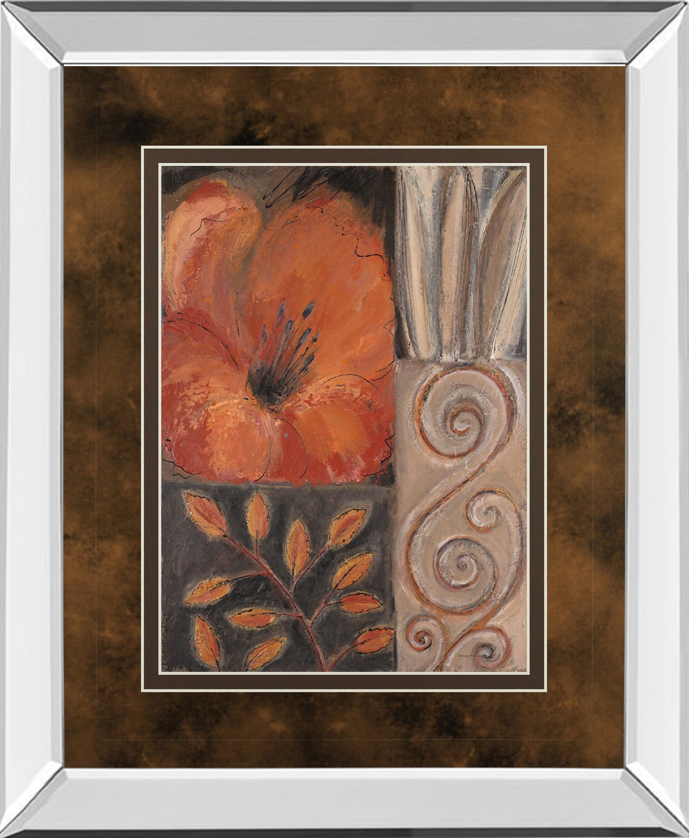 Mirrored Frame Orange Burst I By Rosie Abraham