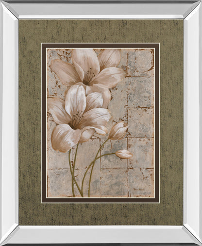 Mirrored Frame Ilies On Silver I By Vivian Flasch