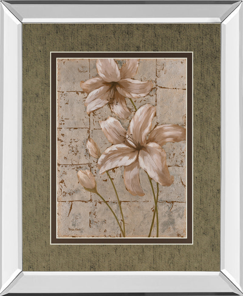 Mirrored Frame Ilies On Silver II By Vivian Flasch