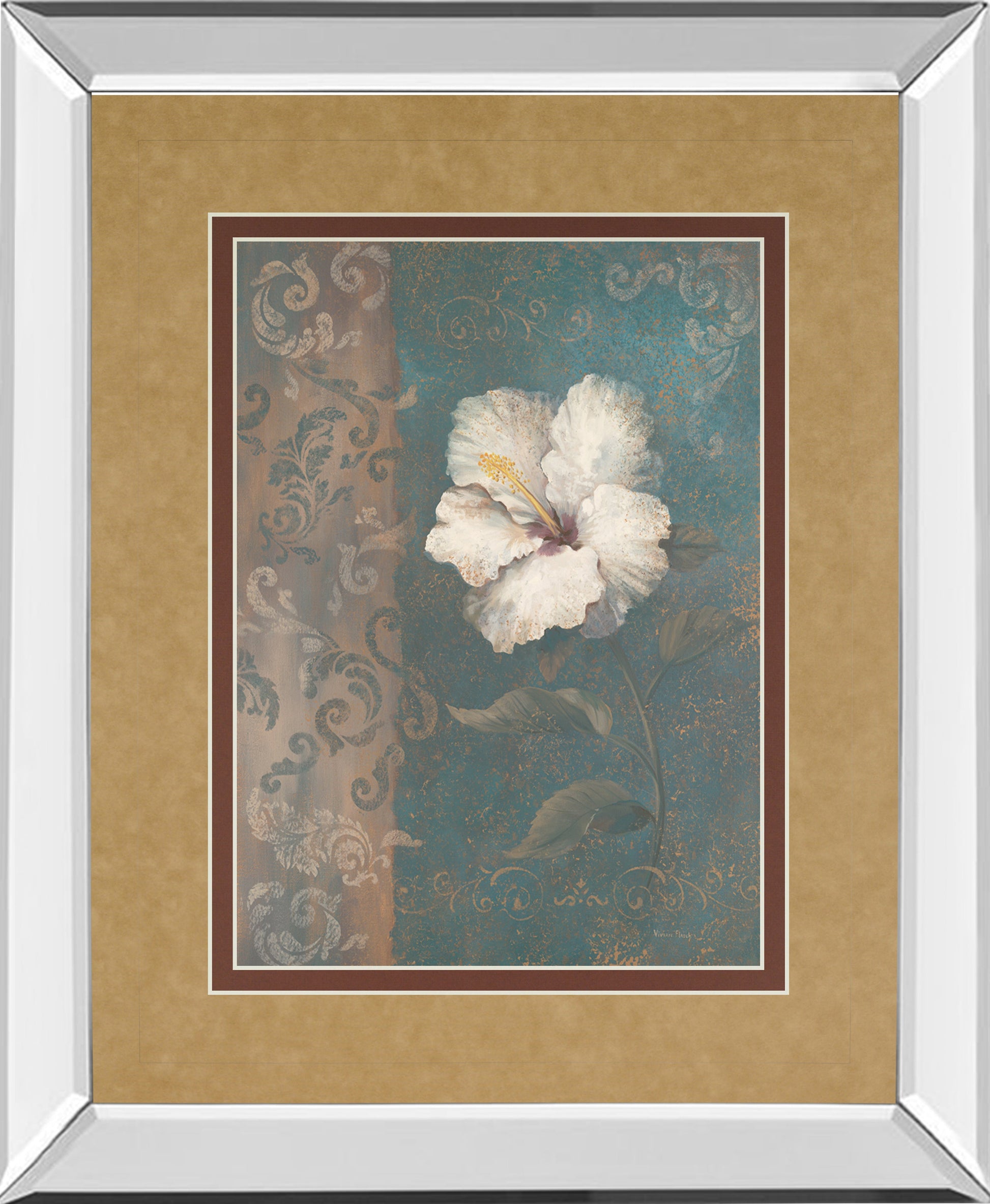 Mirrored Frame Floral Trans II By Vivian Flasch