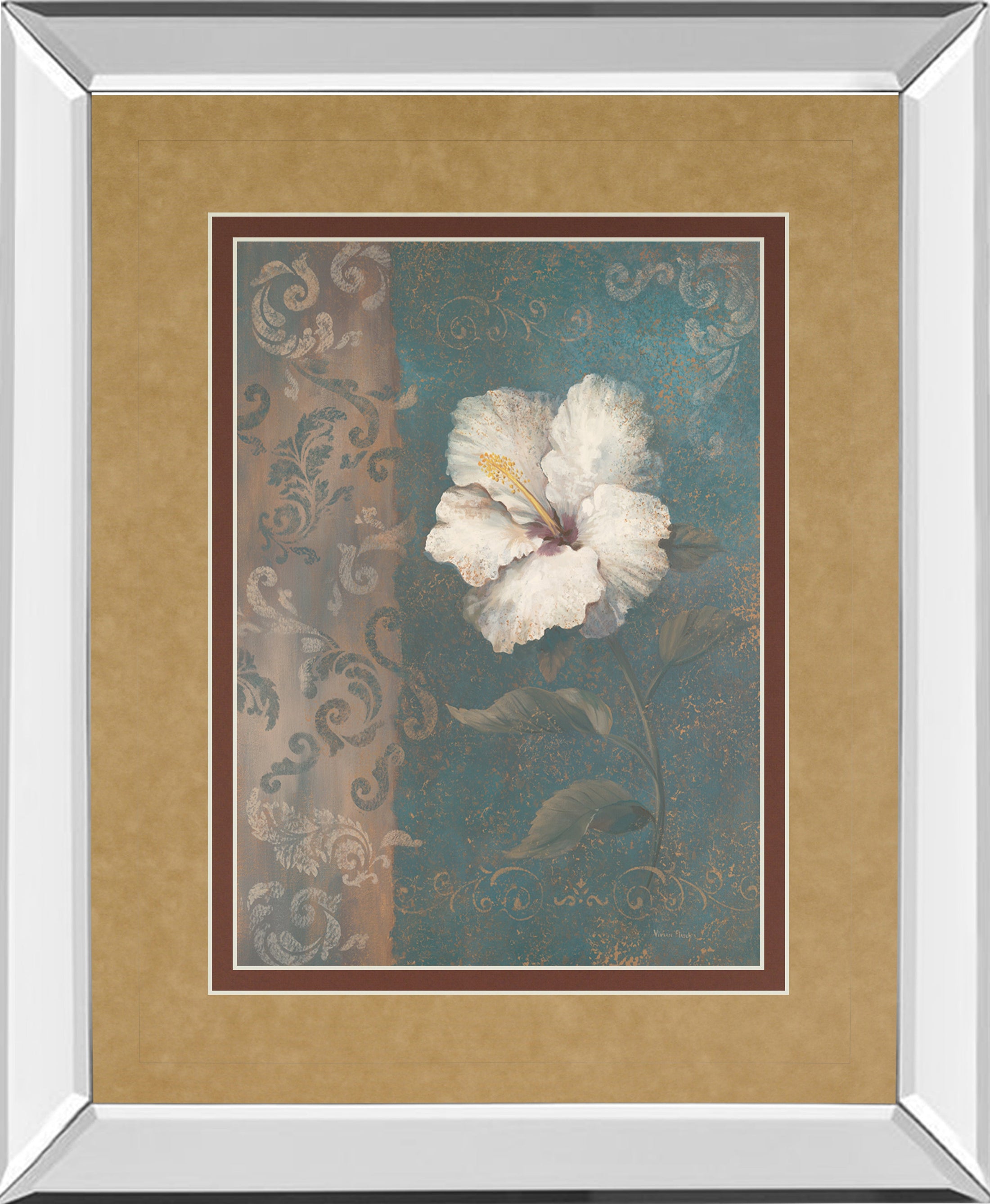 Mirrored Frame Floral Trans II By Vivian Flasch
