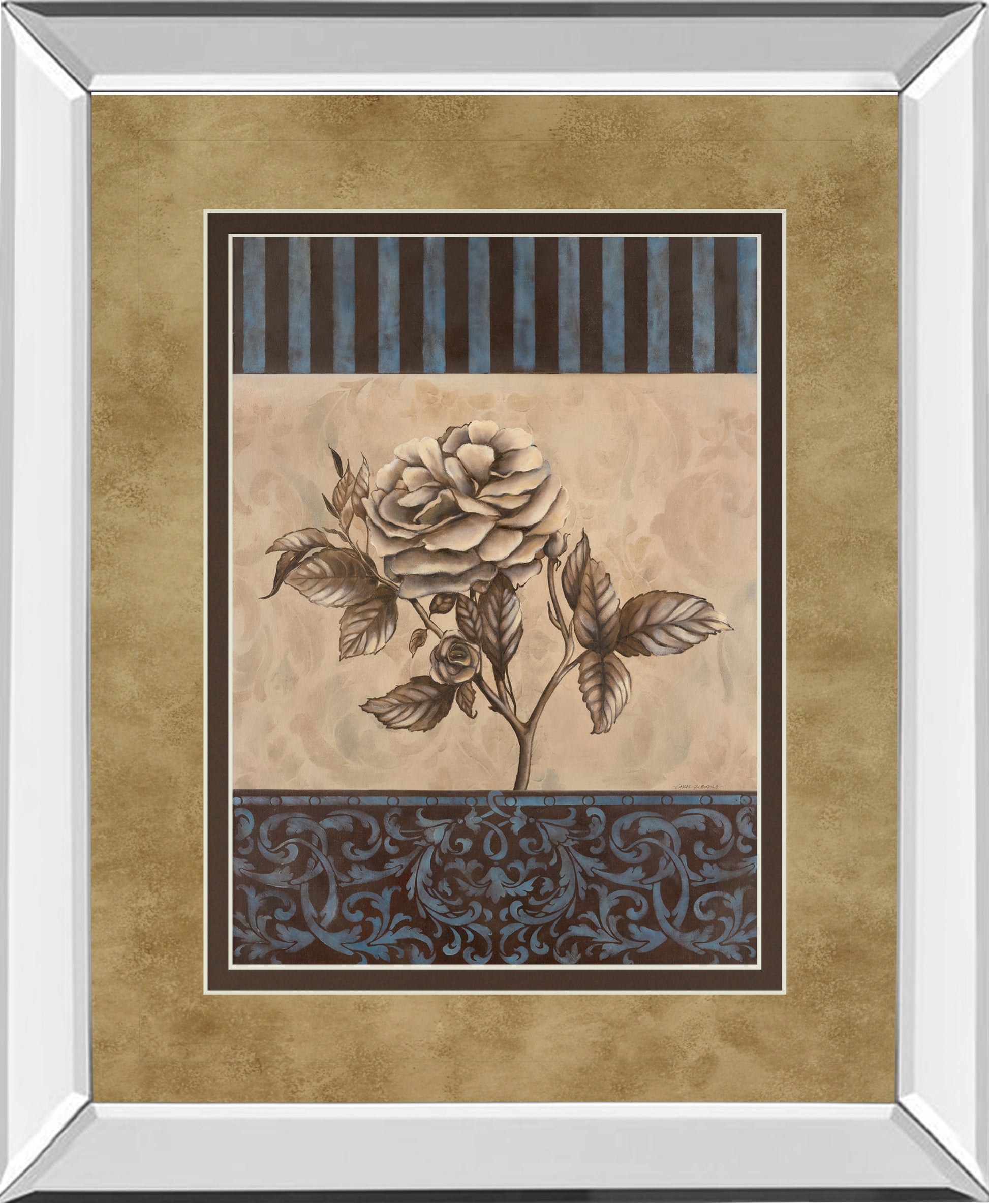 Mirrored Frame Rose Refined II By Carol Robinson