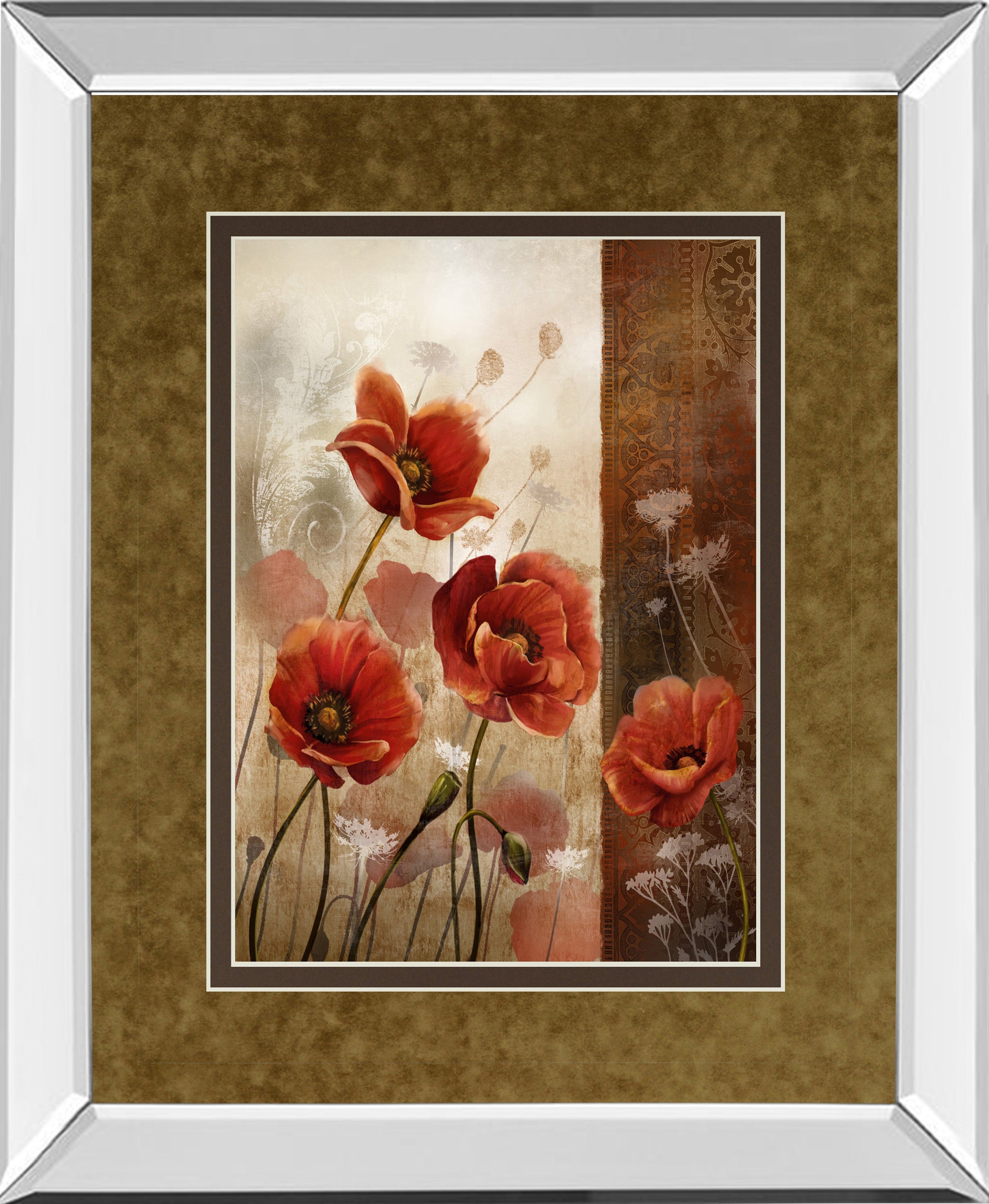 Mirrored Frame Wild Poppies II By Conrad Knutsen