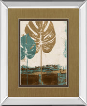 Mirrored Frame Blue Leaves II By Patricia Pinto