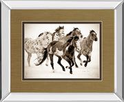Mirrored Frame Painted Horses Run By Carol Walker