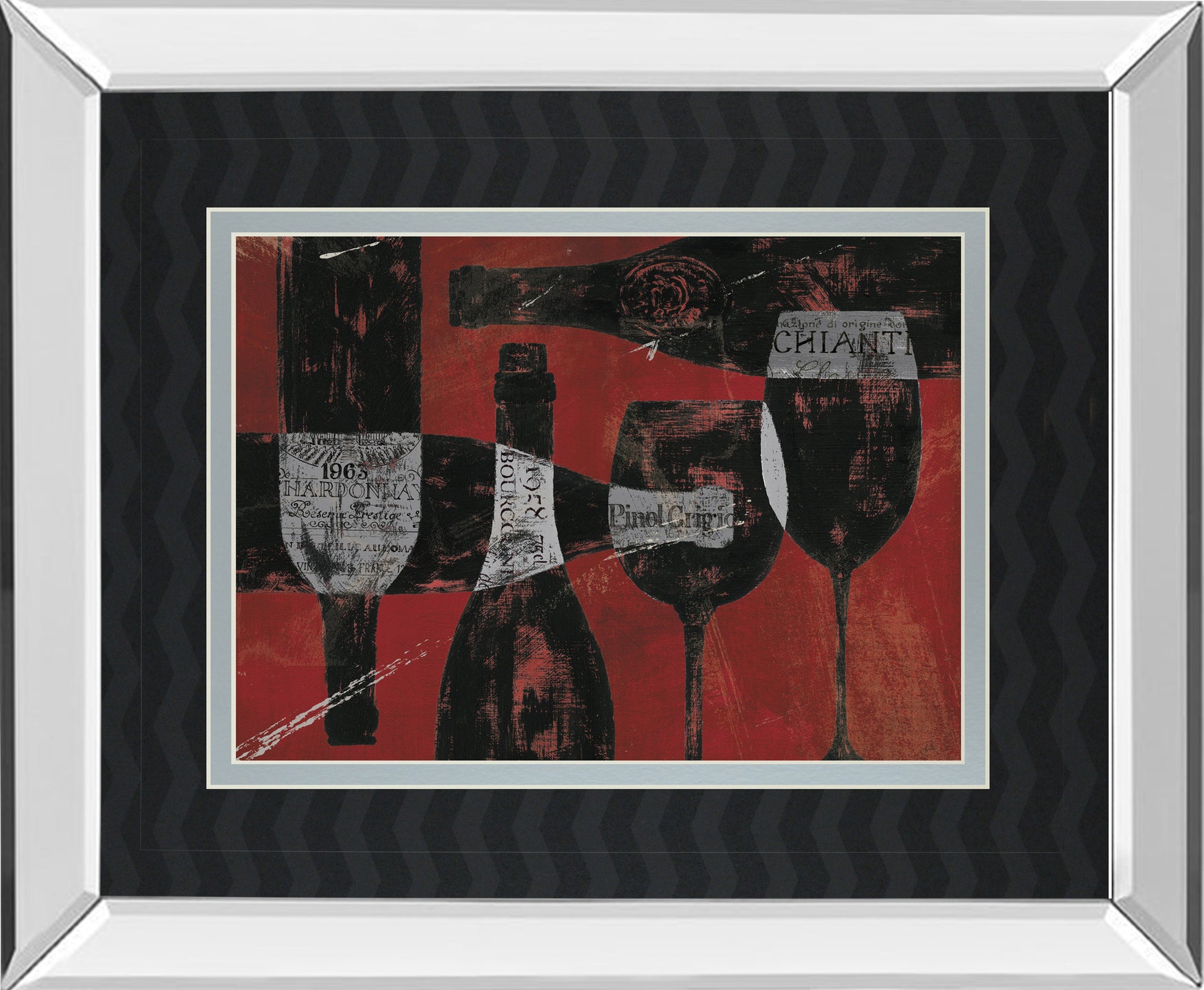 Mirrored Frame Wine Selection III By Daphane Brissonet