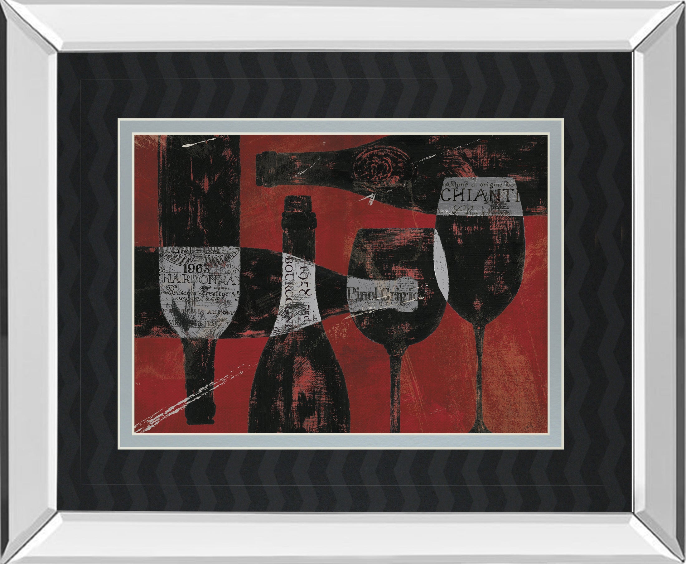Mirrored Frame Wine Selection III By Daphane Brissonet