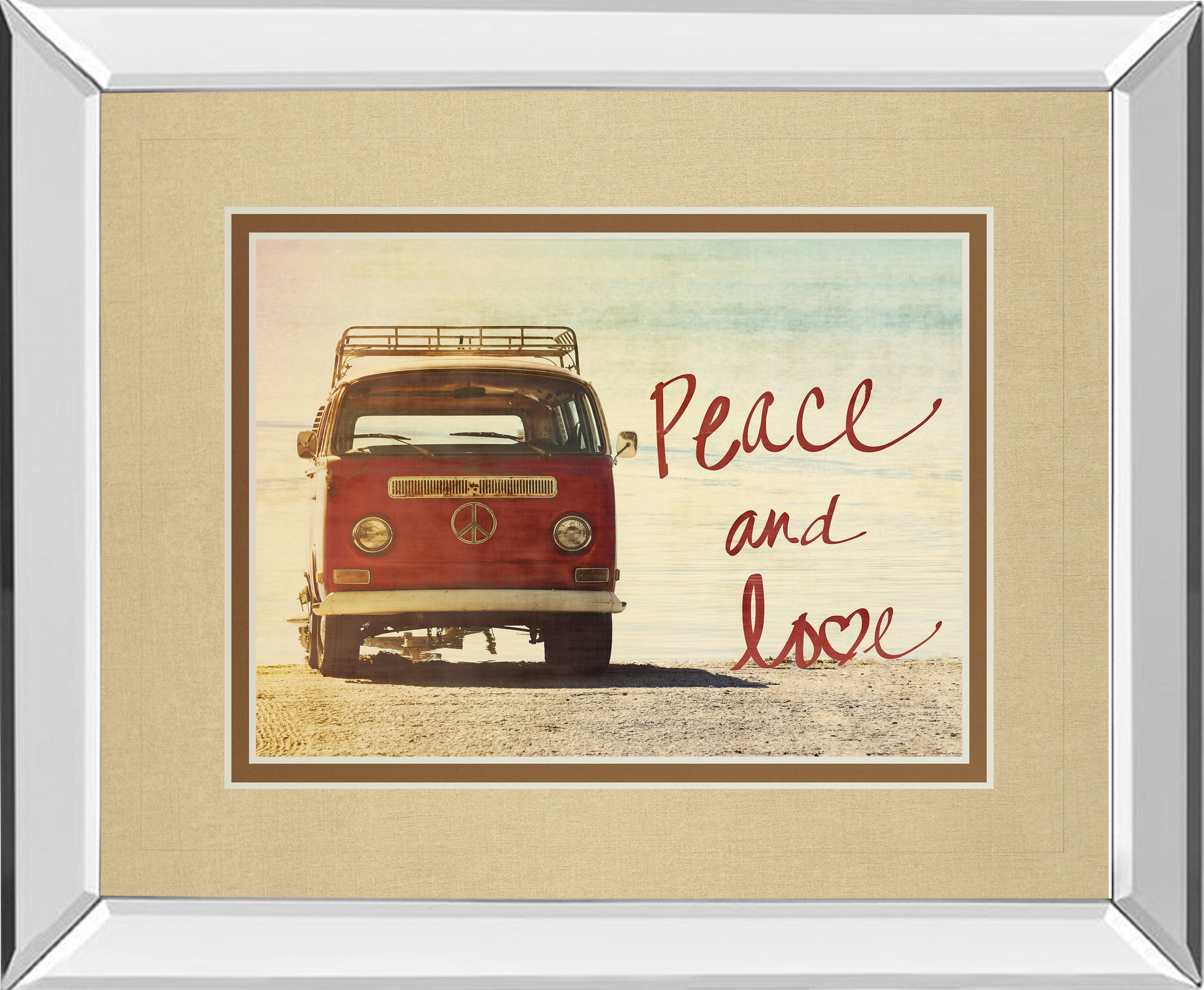 Mirrored Frame Peace And Love By Gail Peck