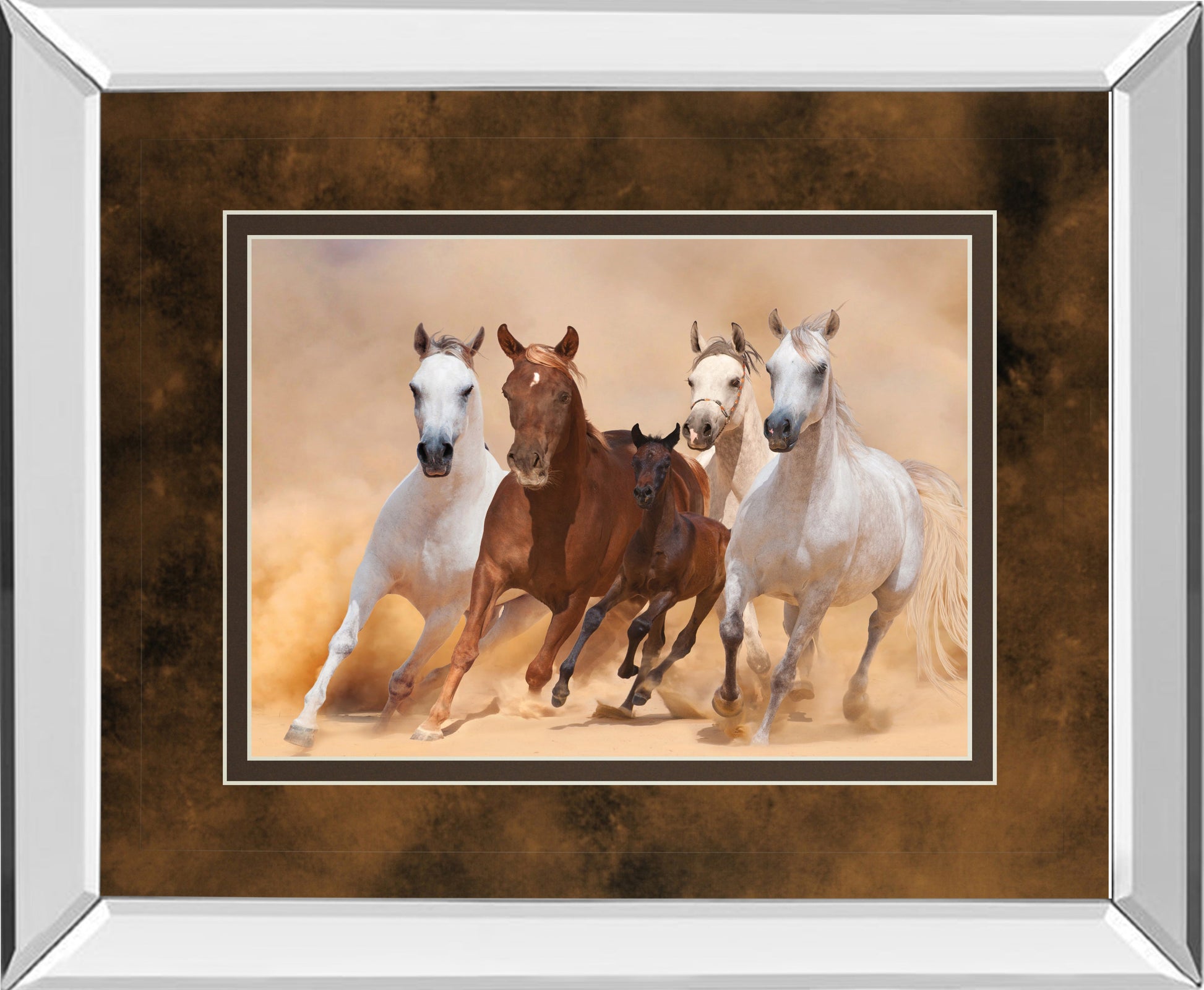 Mirrored Frame Horses In Dust By Loya_Ya