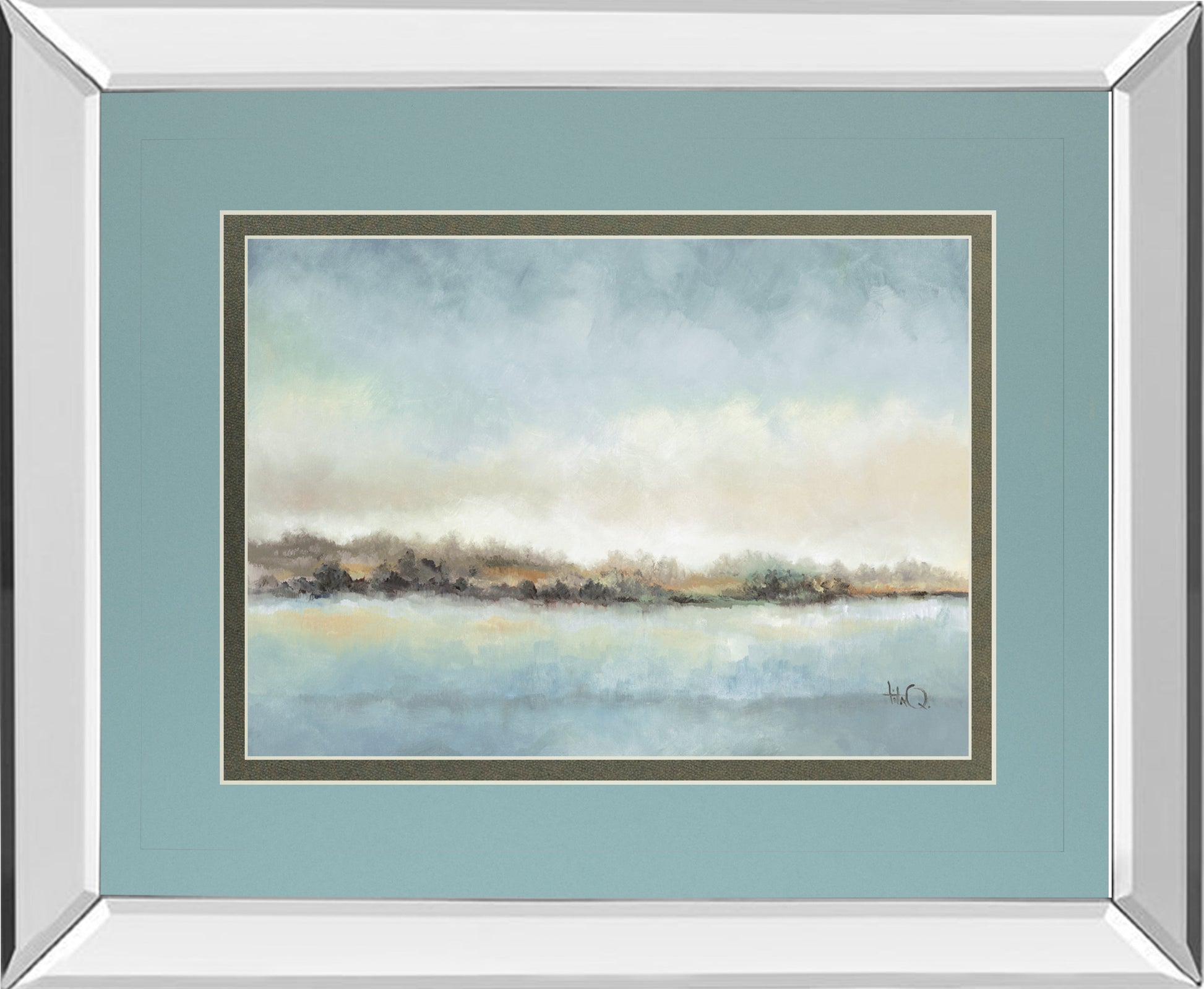 Mirrored Frame Calm Horizon By Tita Quintero