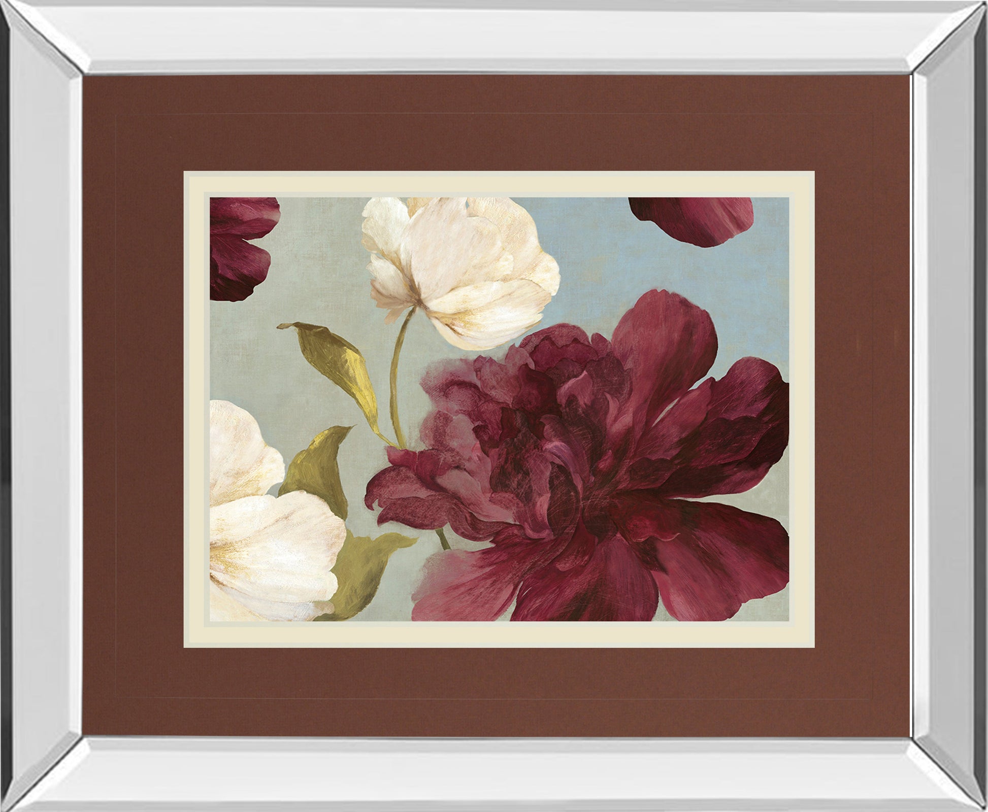 Mirrored Frame Deep Peonies II By Asia Jensen