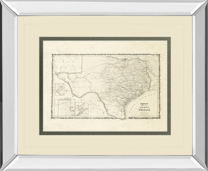 Mirrored Frame New Map Of The State Of Texas By Johnson And Wank