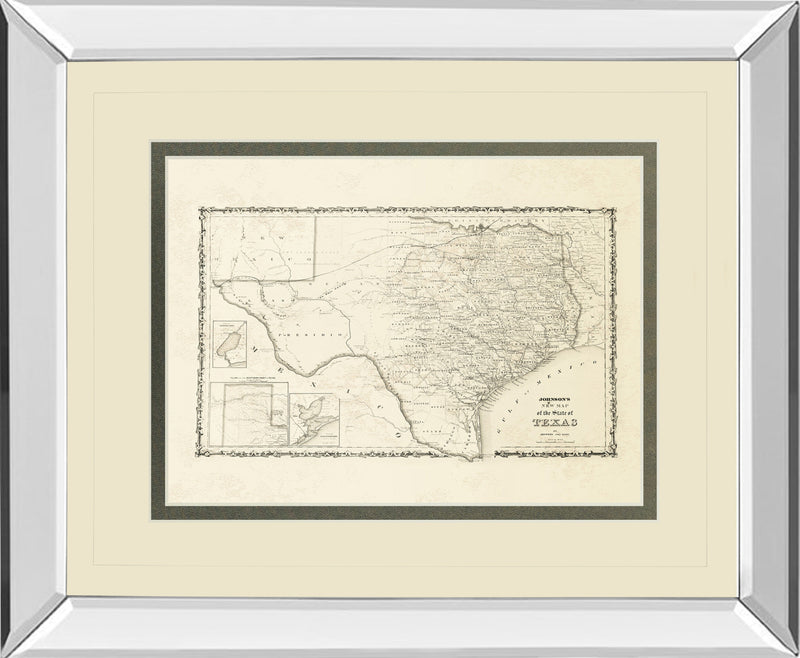 Mirrored Frame New Map Of The State Of Texas By Johnson And Wank