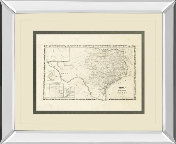 Mirrored Frame New Map Of The State Of Texas By Johnson And Wank