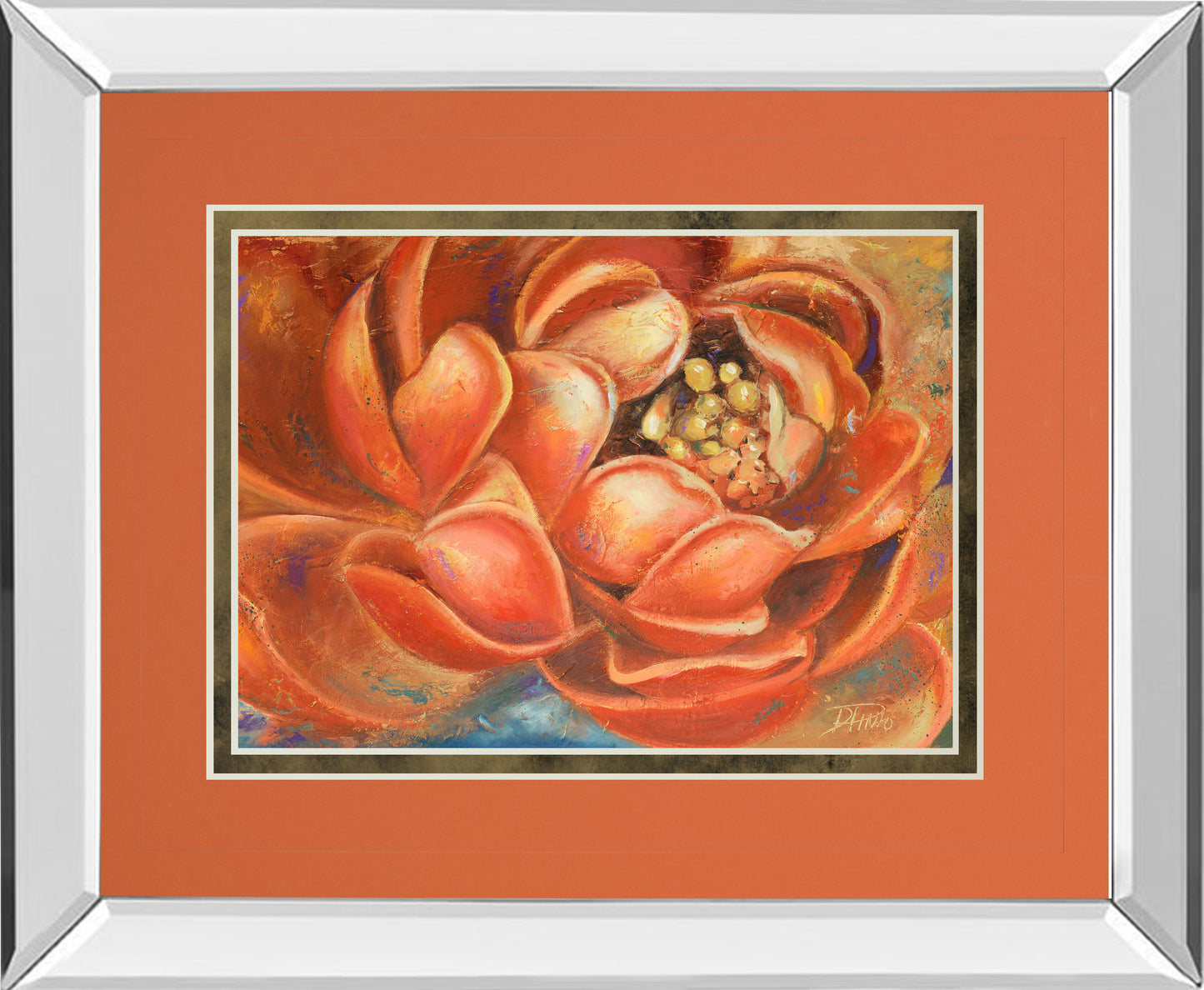 Mirrored Frame Red Lotus I By Patricia Pinto