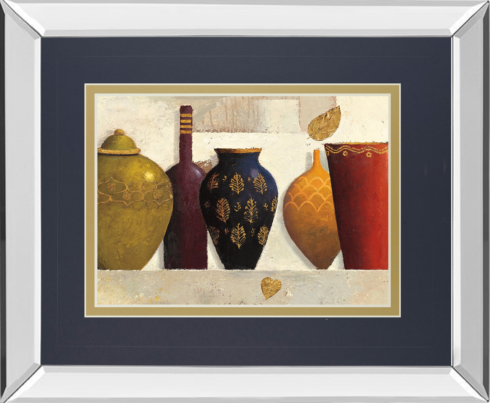 Mirrored Frame Jeweled Vessels By J. Wiens