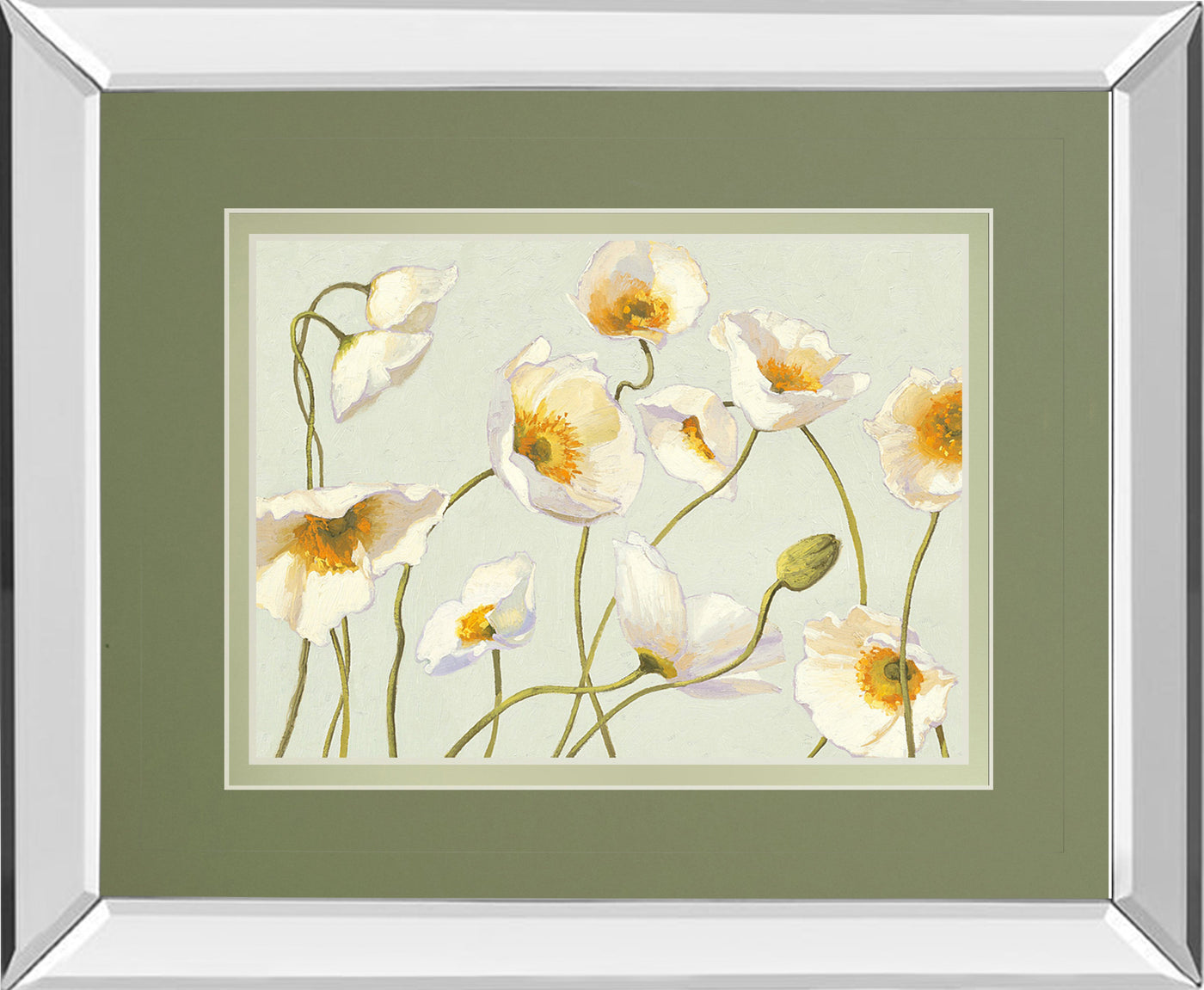 Mirrored Frame White Bright Poppies By Novak
