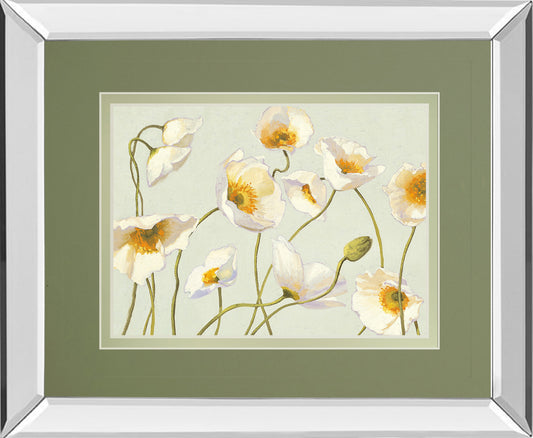 Mirrored Frame White Bright Poppies By Novak