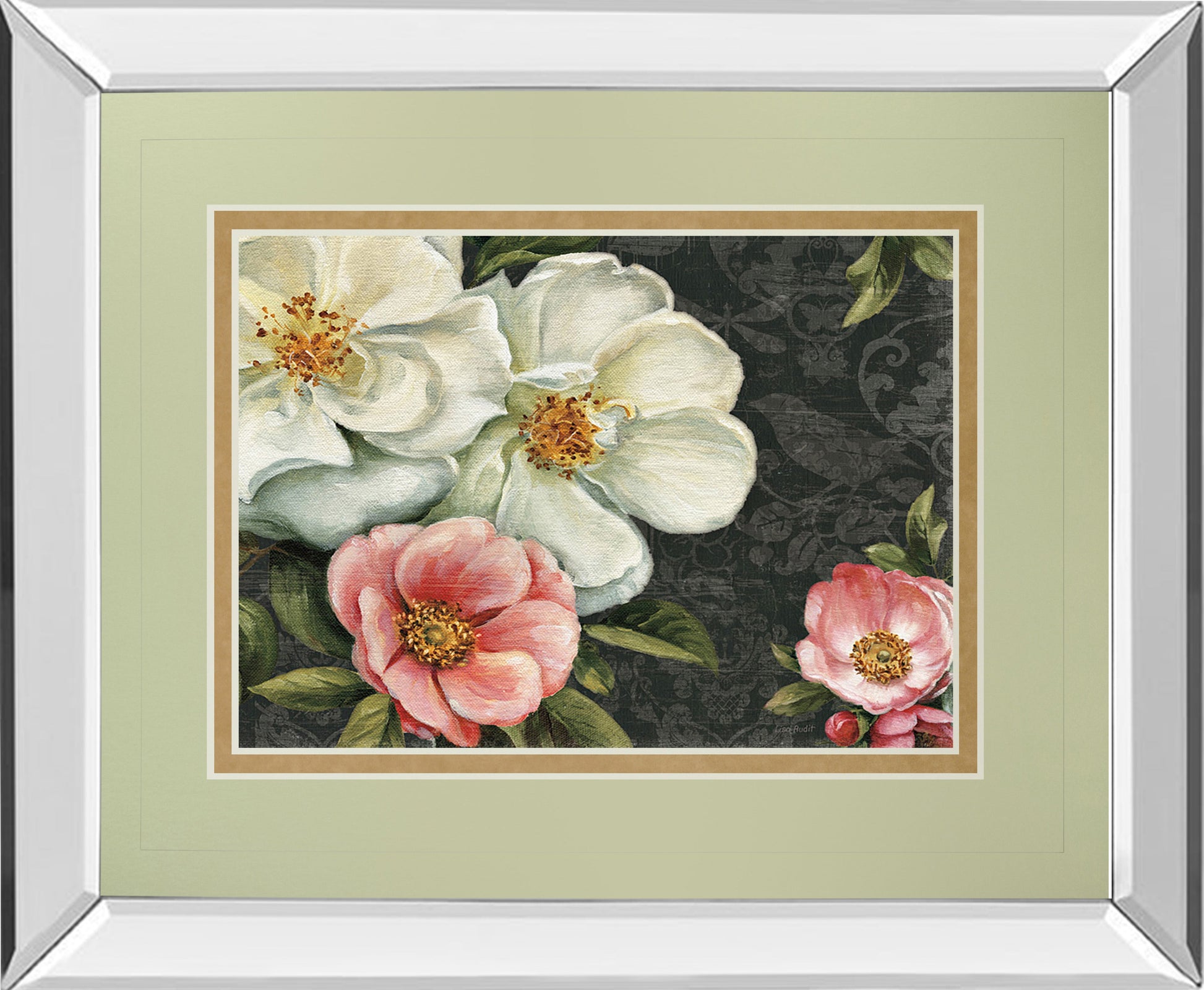 Mirrored Frame Floral Damask I By Lisa Audit