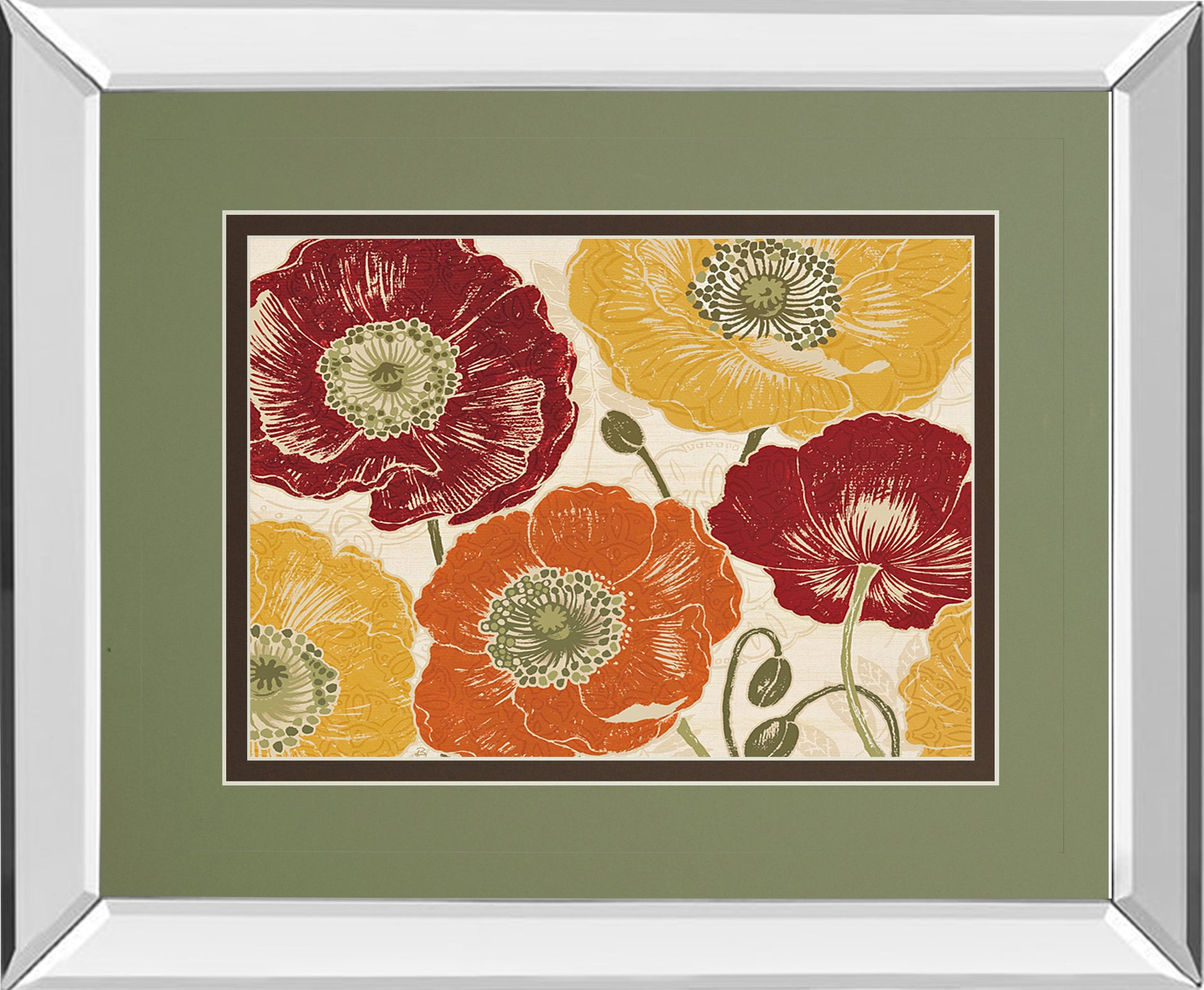 Mirrored Frame A Poppy'S Touch I Spice By Daphne Brissonnet