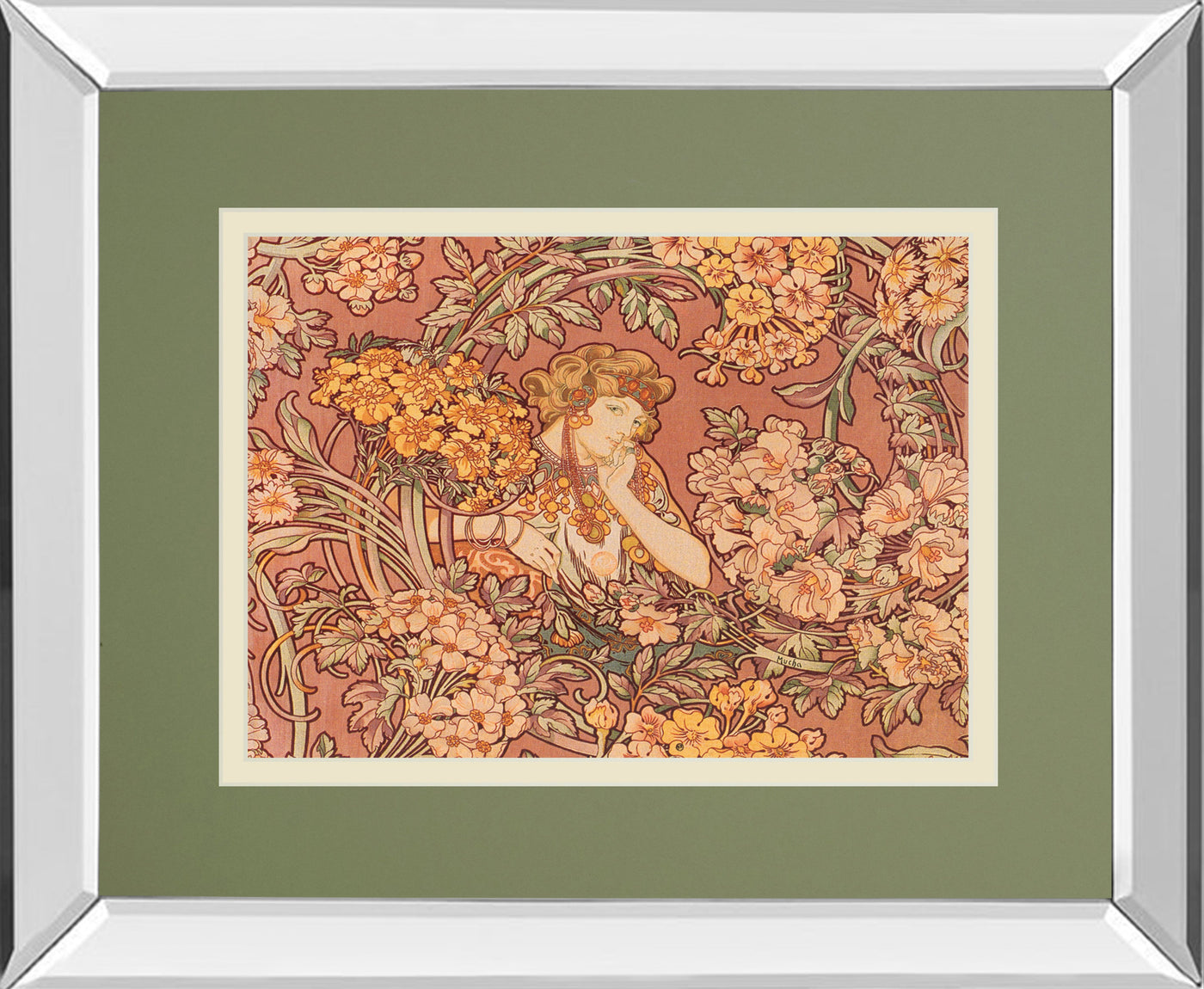 Redhead Among Flowers By Alphonse Mucha