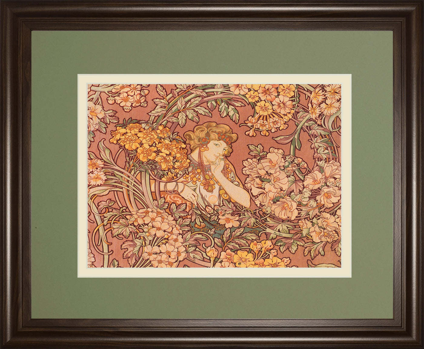 Redhead Among Flowers By Alphonse Mucha