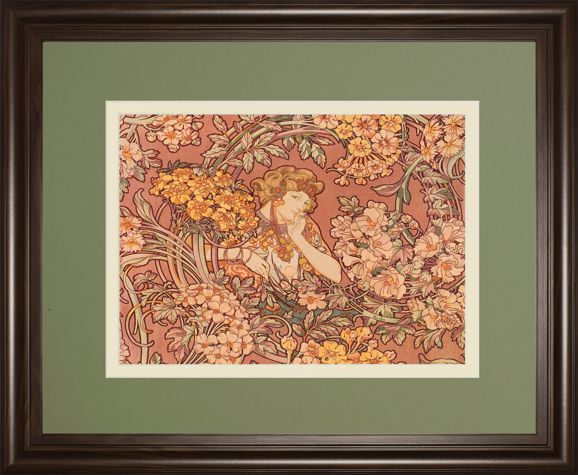 Redhead Among Flowers By Alphonse Mucha