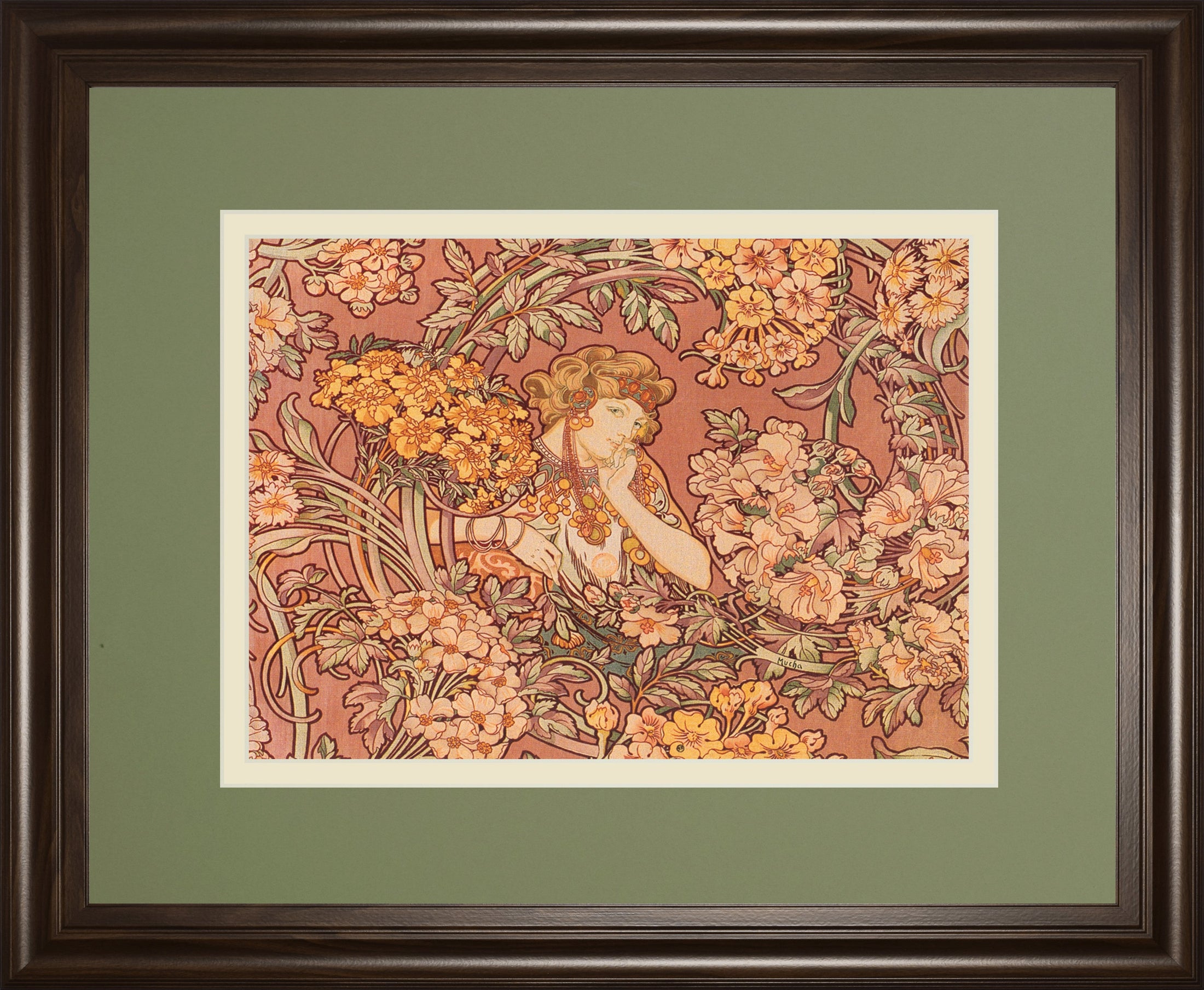 Redhead Among Flowers By Alphonse Mucha