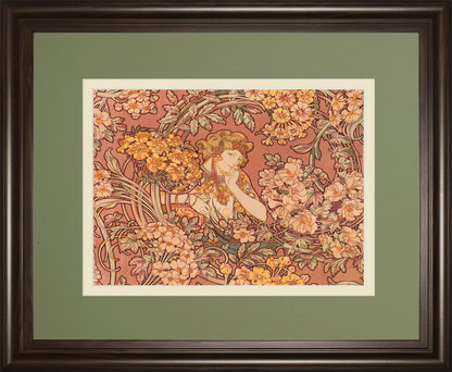 Redhead Among Flowers By Alphonse Mucha
