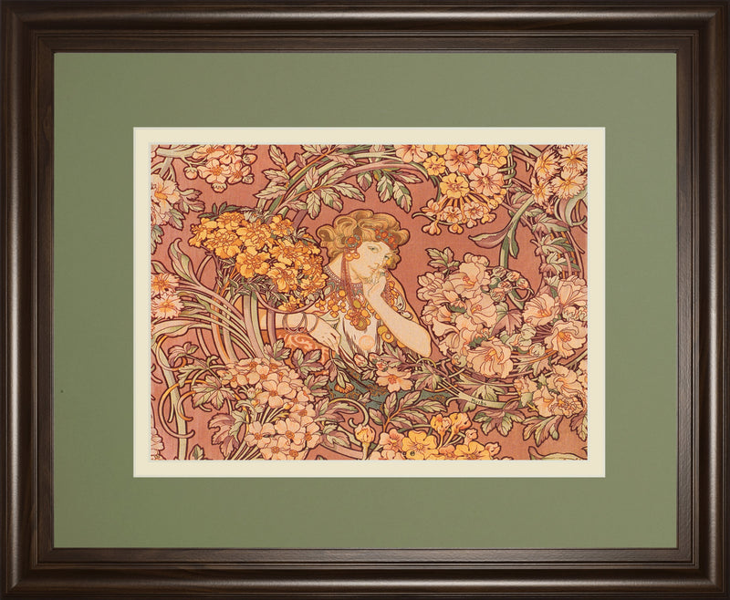 Redhead Among Flowers By Alphonse Mucha