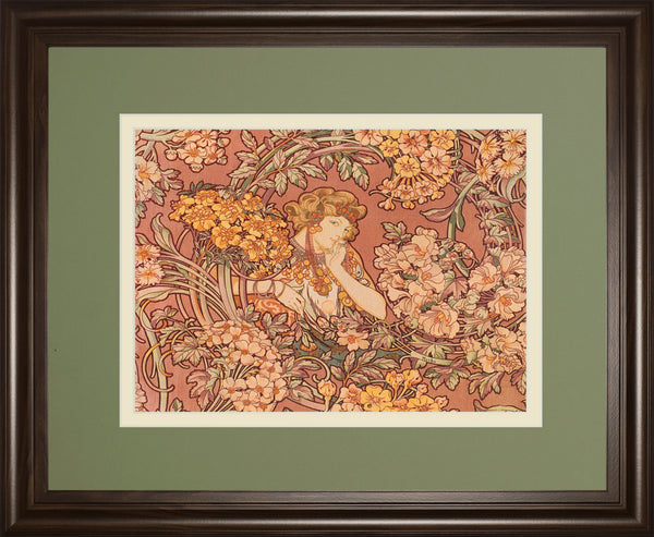 Redhead Among Flowers By Alphonse Mucha