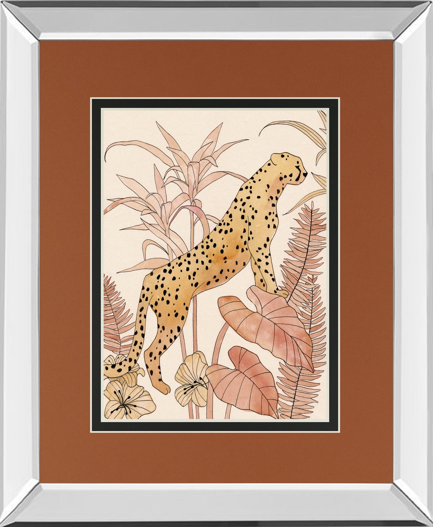 Mirrored Frame Blush Cheetah II BY Annie Warren