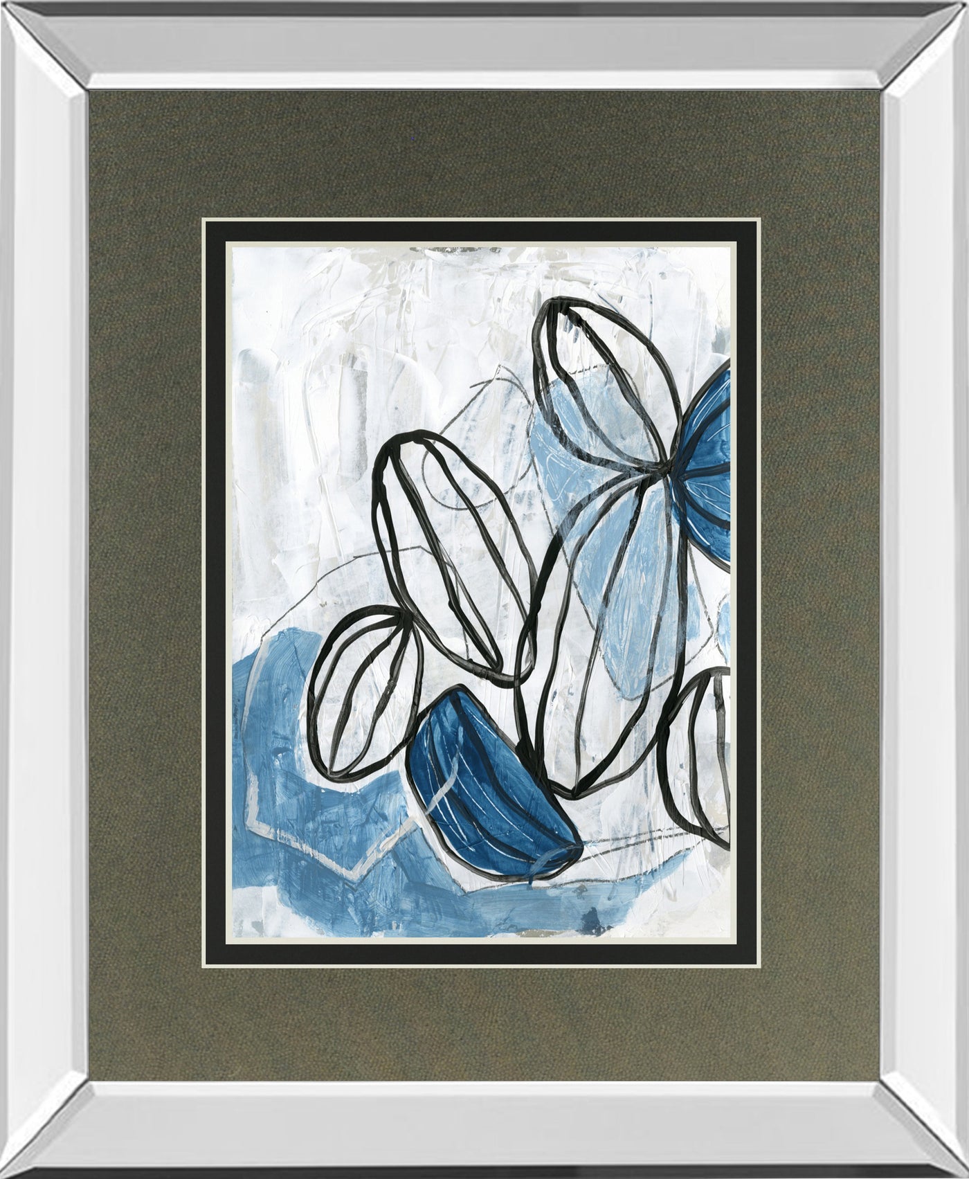 Mirrored Frame Blue Lanterns I BY June Erica Vess