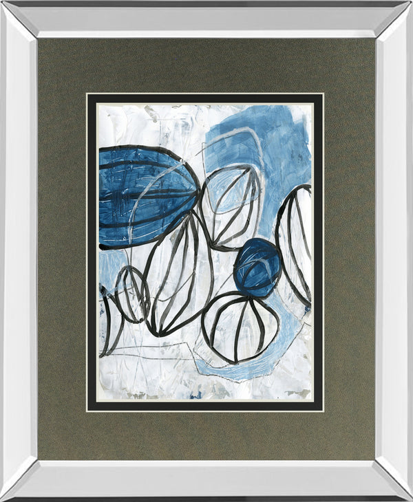 Mirrored Frame Blue Lanterns II BY June Erica Vess