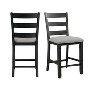 Martin Counter Side Chair with Grey Fabric in Black Finish (Set of 2)