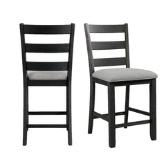 Martin Counter Side Chair with Grey Fabric in Black Finish (Set of 2)