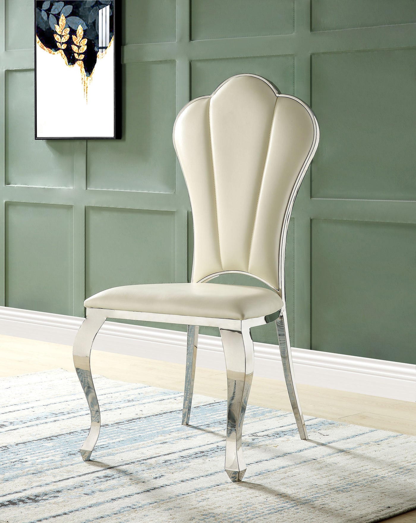 Silla Cyrene tapizada de 109 cm de alto con respaldo festoneado (juego de 2)