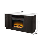 Jaramillo 2 - Drawer Rectangular Server with Marble Top and Fireplace