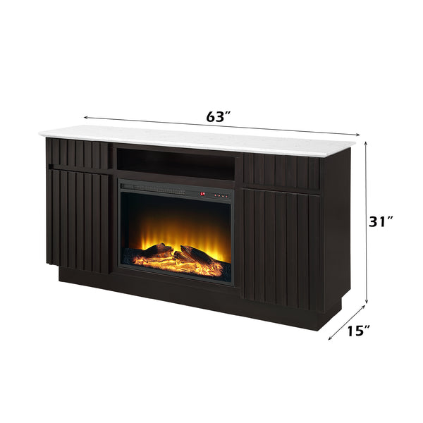 Jaramillo 2 - Drawer Rectangular Server with Marble Top and Fireplace