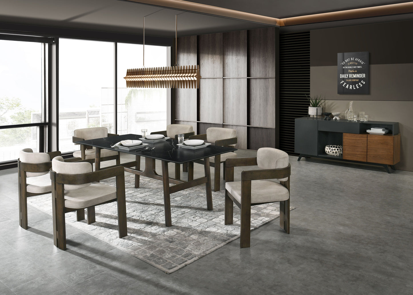 Servidor rectangular Destin de 67" de largo con almacenamiento